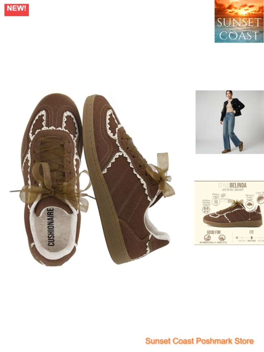 Lace Detail Ribbon Lace-Up Sneakers with Memory Foam Cushion